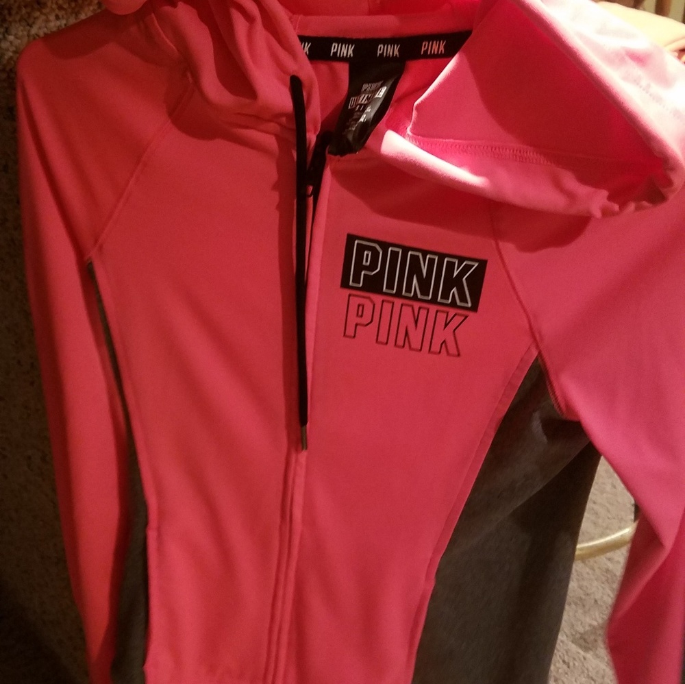 Full zip pink sweatshirt